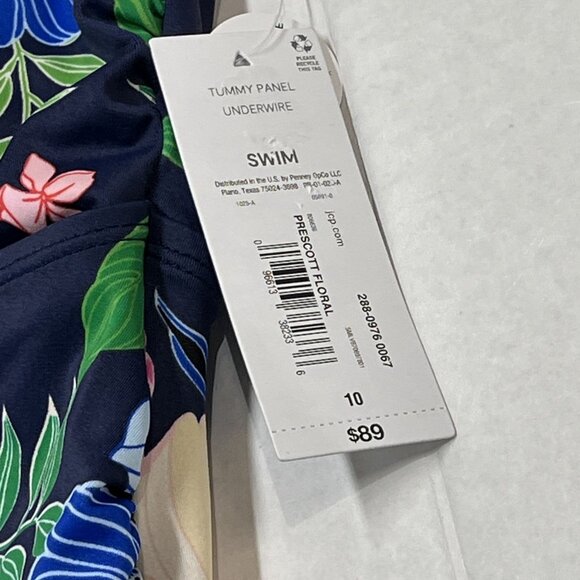 Liz Claiborne Swimsuit Womens 10 Blue Floral One Piece Underwire Tummy Control - Picture 5 of 7